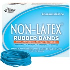 Non-Latex Rubber Bands with Antimicrobial Product Protection - Size: #33 - 3.50" (88.90 mm) Width - 0.13" (3.30 mm) Thickness - 0.25 lb/in - Latex-free, Antimicrobial, Stretchable - 1 / Box - Synthetic Rubber - Cyan Blue