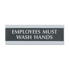 U.S. Stamp & Sign Employees Must Wash Hands Sign - 1 Each - Employees Must Wash Hands Print/Message - 9" (228.60 mm) Width x 3" (76.20 mm) Height - Silver Print/Message Color - Mounting Hardware - Black