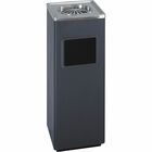Safco Sandless Square Ash Urn/Trash Receptacle - 11.36 L Capacity - Square - 24.8" Height x 9.5" Width x 9.5" Depth - Stainless Steel - Black - 1 Each