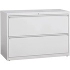 Lorell Lateral File - 2-Drawer - 42" x 18.6" x 28.1" - 2 x Drawer(s) for File - Legal, Letter, A4 - Lateral - Rust Proof, Leveling Glide, Ball-bearing Suspension, Interlocking, Label Holder - Light Gray - Baked Enamel - Recycled