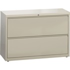 Lorell Lateral File - 2-Drawer - 42" x 18.6" x 28.1" - 2 x Drawer(s) for File - Legal, Letter, A4 - Lateral - Rust Proof, Leveling Glide, Ball-bearing Suspension, Interlocking, Label Holder - Putty - Baked Enamel - Recycled