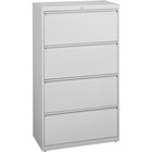 Lorell Lateral File - 4-Drawer - 36" x 18.6" x 52.5" - 4 x Drawer(s) for File - Legal, Letter, A4 - Lateral - Rust Proof, Leveling Glide, Interlocking, Ball-bearing Suspension, Label Holder - Light Gray - Baked Enamel - Steel - Recycled