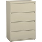 Lorell Lateral File - 4-Drawer - 36" x 18.6" x 52.5" - 4 x Drawer(s) for File - Legal, Letter, A4 - Lateral - Rust Proof, Leveling Glide, Interlocking, Ball-bearing Suspension, Label Holder - Putty - Baked Enamel - Steel - Recycled