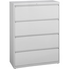 Lorell Lateral File - 4-Drawer - 42" x 18.6" x 52.5" - 4 x Drawer(s) for File - Legal, Letter, A4 - Lateral - Rust Proof, Leveling Glide, Interlocking, Ball-bearing Suspension, Label Holder - Light Gray - Baked Enamel - Recycled