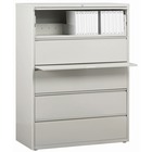 Lorell Lateral File - 5-Drawer - 42" x 18.6" x 67.7" - 5 x Drawer(s) for File - Legal, Letter, A4 - Lateral - Rust Proof, Leveling Glide, Interlocking, Ball-bearing Suspension, Label Holder - Light Gray - Steel - Recycled