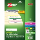 AveryÂ® File Folder Label - Permanent Adhesive - 21/32" Width x 3 7/16" Length - Rectangle - Laser, Inkjet - Assorted - Paper - 750 / Pack
