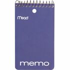 Mead Wirebound Memo Book - 60 Sheets - 120 Pages - Wire Bound - College Ruled - 3" x 5" - White Paper - AssortedCardboard Cover - Stiff-back, Hole-punched - 1 Each