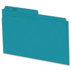 Hilroy 1/2 Tab Cut Letter Recycled Top Tab File Folder - 8 1/2" x 11" - Teal - 10% Recycled - 100 / Box