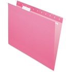 Pendaflex 1/5 Tab Cut Letter Recycled Hanging Folder - 8 1/2" x 11" - Pink - 10% Recycled - 25 / Box