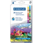 Staedtler Karat Aquarell Water Color Crayons - Yellow, Orange, Red, Light Gray, Light Blue, Cobalt Blue, Green, Black, White, Violet, Sea Green, ... - 24 / Set