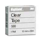 3M Highland Transparent Tape - 36.1 yd (33 m) Length x 0.47" (12 mm) Width - 1" Core - Polypropylene Film, Acrylic - 1 Each - Clear