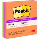 Post-it® Super Sticky Lined Notes - 4" x 4" - Square - Ruled - Ultra Assorted - Self-adhesive - 3 / Pack