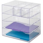 Rubbermaid Optimizer 4-Way Organizer with Drawers - 5 Compartment(s) - 10" Height x 13.3" Width x 13.3" Depth - Desktop - Clear - Plastic - 1 Each