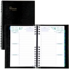 Blueline Coilpro Business Appointment Diary - Daily - January till December - 7:00 AM to 8:30 PM - Half-hourly - 1 Day Single Page Layout - 6" x 9 3/8" Sheet Size - Twin Wire - Black - Laminated, Address Directory, Phone Directory, Hard Cover - 