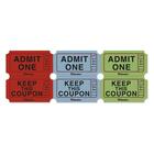 Blueline Admit One Ticket with Attached Coupons - Assorted - Paper - 1Each