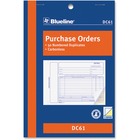 Blueline Purchase Order Form Book - 50 Sheet(s) - 2 PartCarbonless Copy - 8" (203.20 mm) x 5.38" (136.53 mm) Sheet Size - Blue Cover - 1 Each
