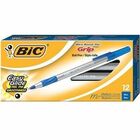 BIC Round Stic Comfort Grip Pen - Medium Pen Point - Blue - Frost Barrel - 12 / Box