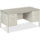 HON Metro Classic Series Double Padestal Desk - 4-Drawer - 60" x 30" x 29.5" - 4 Drawer(s) - Double Pedestal - Material: Steel - Finish: Gray