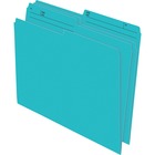 Pendaflex Single Top Vertical Colored File Folder - Letter - 8 1/2" x 11" Sheet Size - 1/2 Tab Cut - 10.5 pt. Folder Thickness - Teal - Recycled - 100 / Box