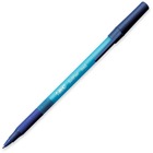 BIC Soft Feel Stic Pen - Medium Pen Point - Blue - Blue Rubber Barrel - 12 / Box