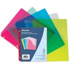 Winnable Slant Binder Pocket - 100 x Sheet Capacity - For Letter 8 1/2" x 11" Sheet - Ring Binder - Rectangular - Clear, Blue, Red, Green, Yellow - 5 / Pack