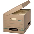 Bankers Box Enviro Stor Storage Case - External Dimensions: 12" Width x 15" Depth x 10" Height - Media Size Supported: Letter 8.50" (215.90 mm) x 11" (279.40 mm), Legal 8.50" (215.90 mm) x 14" (355.60 mm) - Flip Top Closure - Triple End/Single Side/Double Bottom Wall - Stackable - Green, Kraft - For Stacking, Shelving - Recycled - 5 Pack