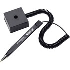 MMF Square Base Wedgy Coil Pen - Refillable - Retractable - Blue - Black Barrel - Metal Tip - 1 / Each