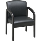 Lorell Deluxe Faux Guest Chair - Black Faux Leather Seat - Espresso Wood Frame - 23" Width x 25.5" Depth x 33.5" Height - 1 Each