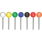 Gem Office Products Round Head Map Tacks - 0.18" (4.57 mm) Head - 250 / Box - Assorted - Plastic, Steel