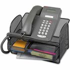 Safco Onyx Mesh Telephone Stand - 7" Height x 11.8" Width x 9.3" Depth - Desktop - Black - Steel - 1 / Each