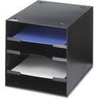 Safco Steel Compartment Desktop Organizer - 4 Compartment(s) - 10" Height x 10" Width x 12" Depth - Desktop - Stackable - Black - Steel - 1 Each