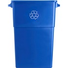 Genuine Joe 23 Gallon Recycling Container - 87.06 L Capacity - Rectangular - 30" Height x 22.5" Width x 11" Depth - Blue, White
