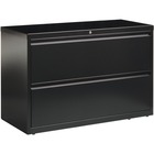 Lorell Lateral Files - 2-Drawer - 42" x 18.6" x 28.1" - 2 x Drawer(s) for File - Letter, Legal, A4 - Lateral - Interlocking, Leveling Glide, Ball-bearing Suspension, Label Holder - Black - Recycled