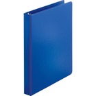 Business Source Basic Round-ring Binder - 1" Binder Capacity - Letter - 8 1/2" x 11" Sheet Size - 225 Sheet Capacity - 3 x Round Ring Fastener(s) - Inside Front & Back Pocket(s) - Chipboard, Polypropylene - Dark Blue - 362.9 g - Exposed Rivet, Non Locking Mechanism, Open and Closed Triggers - 1 Each