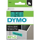 Dymo Electronic Labeler D1 Label Cassette - 1/2" Width x 22 63/64 ft Length - Thermal Transfer - Black, Green - Polyester - 1 Each