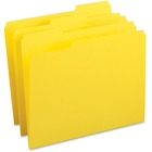 Business Source Color-coding Top-tab File Folders - Letter - 8 1/2" x 11" Sheet Size - 1/3 Tab Cut - Top Tab Location - Assorted Position Tab Position - 11 pt. Folder Thickness - Yellow - Recycled - 100 / Box