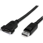 StarTech.com 3ft (1m) Panel Mount DisplayPort Cable, 4K x 2K Video, DisplayPort 1.2 Extension Cable Male to Female, DP Extender Cord - 3ft Panel mount DisplayPort cable (male to female); 4K x 2K video (3840x2400p 60Hz); DP 1.2/21.6 Gbps/HBR2/8Ch Audio - DisplayPort extension cable / cord w/ durable PVC strain relief - To connect workstations w/ standard DP port to a monitor/display