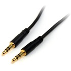 StarTech.com 15 ft Slim 3.5mm Stereo Audio Cable - M/M - Mini-phone Male Stereo Audio - Mini-phone Male Stereo Audio - 15ft - Black