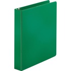Business Source Basic Round-ring Binder - 1 1/2" Binder Capacity - Letter - 8 1/2" x 11" Sheet Size - 3 x Round Ring Fastener(s) - Vinyl - Green - Open and Closed Triggers - 1 Each