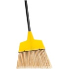 Genuine Joe Angle Broom - Polyvinyl Chloride (PVC) Bristle - 47" (1193.80 mm) Handle Length - 54.50" (1384.30 mm) Overall Length - Steel Handle - 1 Each - Yellow