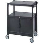 Safco Steel Adjustable AV Carts - Up to 20" Screen Support - 54.43 kg Load Capacity - 3 x Shelf(ves) - 42" (1066.80 mm) Height x 26.75" (679.45 mm) Width x 20.50" (520.70 mm) Depth - Floor Stand - Steel - Black