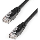 StarTech.com 10ft CAT6 Ethernet Cable - Black Molded Gigabit - 100W PoE UTP 650MHz - Category 6 Patch Cord UL Certified Wiring/TIA - 10ft Black CAT6 Ethernet cable delivers Multi Gigabit 1/2.5/5Gbps & 10Gbps up to 160ft - 650MHz - Fluke tested to ANSI/TIA-568-2.D Category 6 - 24 AWG stranded 100% copper UL Rated wire (E132276-A) - 100W PoE - 10 foot - ETL - Molded UTP patch cord