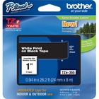 Brother P-Touch TZe Laminated Tape - 1" x 26 1/5 ft Length - Rectangle - Thermal Transfer - White, Black - 1 Each - Grease Resistant, Grime Resistant, Temperature Resistant