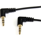 StarTech.com 6 ft Slim 3.5mm Right Angle Stereo Audio Cable - M/M - 6 ft - 1 x Mini-phone Male Stereo Audio - 1 x Mini-phone Male Stereo Audio - Gold-plated Connectors - Black