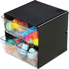 Deflecto Stackable Cube Organizer - 4 Drawer(s) - 6" Height x 6" Width x 6" Depth - Desktop - Black - 1Each