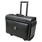 Holiday NT0803 Carrying Case (Roller) Notebook, File Folder - Black - Leather - Handle - 14" (355.60 mm) Height x 19" (482.60 mm) Width x 9" (228.60 mm) Depth