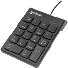 Manhattan Numeric Keypad - Cable Connectivity - USB 1.1 Interface - 16 Key - English (UK) - PC - Scissors Keyswitch - Black