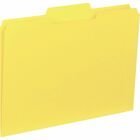 Business Source 1/3-cut Colored Interior File Folders - Letter - 8 1/2" x 11" Sheet Size - 1/3 Tab Cut - Top Tab Location - Assorted Position Tab Position - 11 pt. Folder Thickness - Yellow - Recycled - 100 / Box