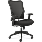 HON Wave Chair - Black Fabric Seat - Black Reinforced Resin, Mesh Back - Black Reinforced Resin Frame - High Back - 5-star Base - Black