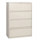 Lorell Receding Lateral File with Roll Out Shelves - 4-Drawer - 36" x 18.6" x 52.5" - 4 x Drawer(s) for File - Letter, Legal, A4 - Ball-bearing Suspension, Interlocking, Heavy Duty, Recessed Handle, Leveling Glide - Putty - Metal - Recycled